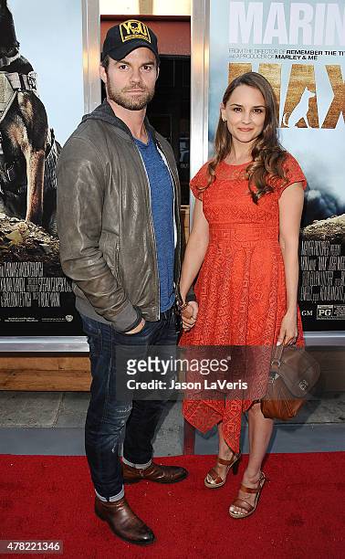 Actor Daniel Gillies and actress Rachael Leigh Cook attend the premiere of "MAX" at the Egyptian Theatre on June 23, 2015 in Hollywood, California.
