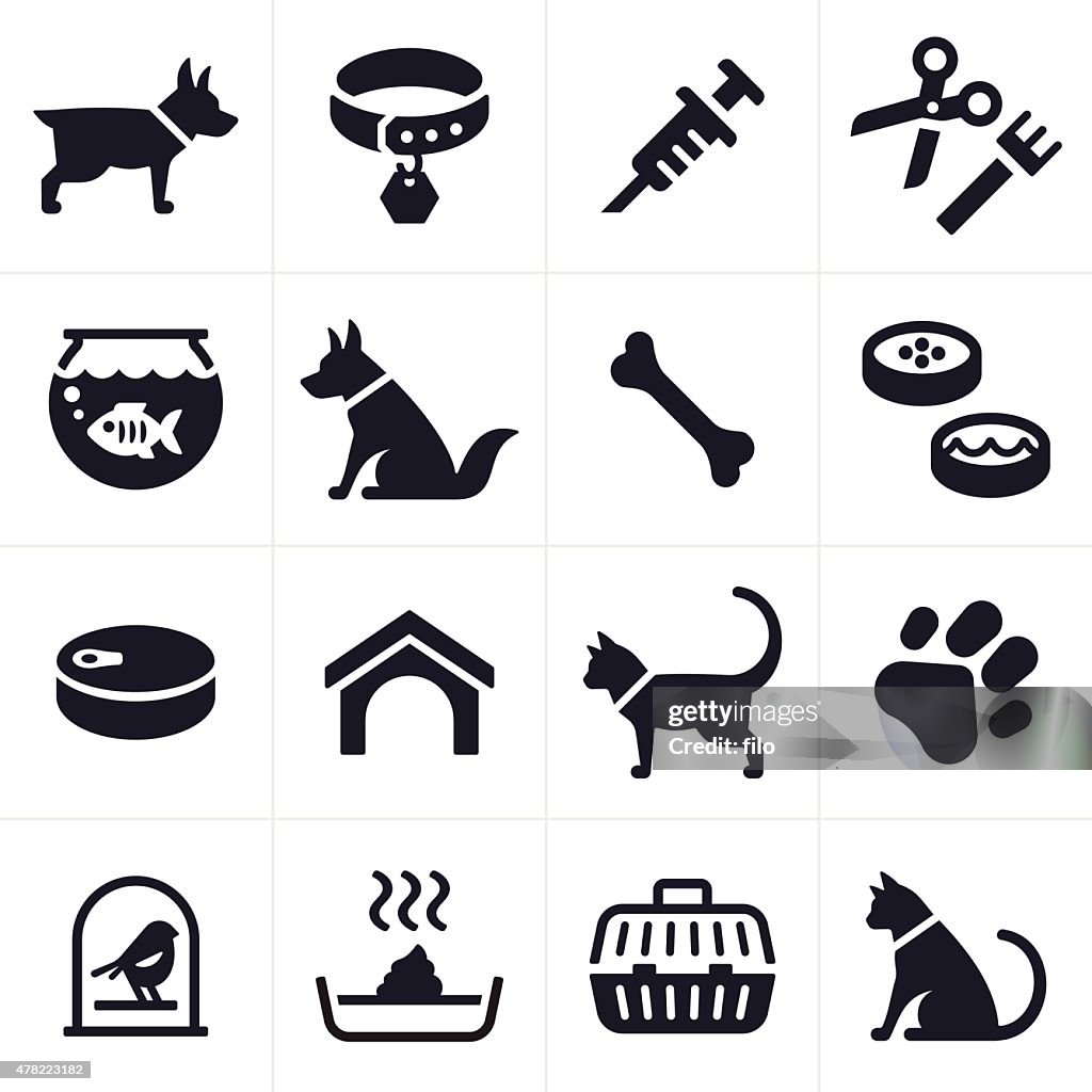 Cão e gato de estimação símbolos e ícones