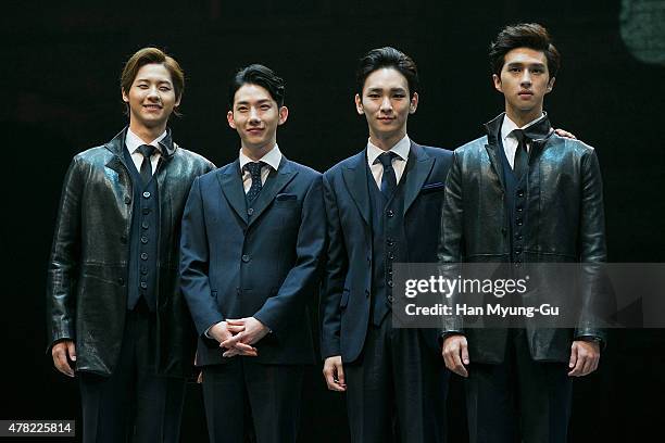 Of South Korean boy band B1A4, Jo Kwon of South Korean boy band 2AM, Key of South Korean boy band SHINee and Ken of South Korean boy band VIXX attend...