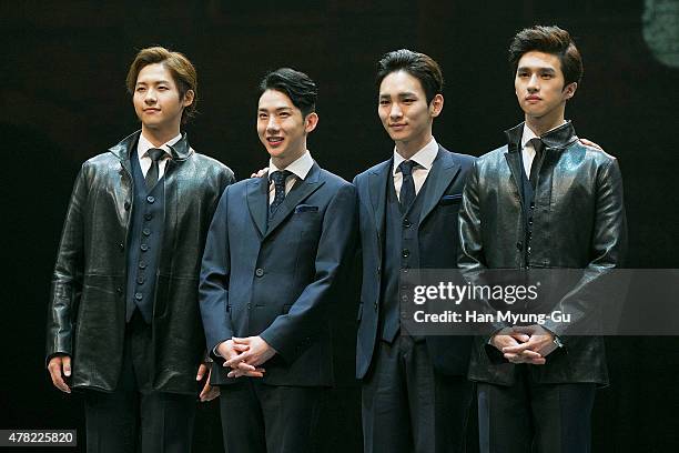 Of South Korean boy band B1A4, Jo Kwon of South Korean boy band 2AM, Key of South Korean boy band SHINee and Ken of South Korean boy band VIXX attend...