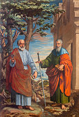 Granada - The painting of St. Paul and Peter