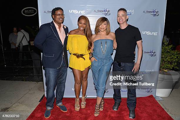 Musician/actor Christopher "Play" Martin, actors AJ Johnson and Tisha Campbell-Martin and actor/musician Christopher "Kid" Reid attend a screening of...