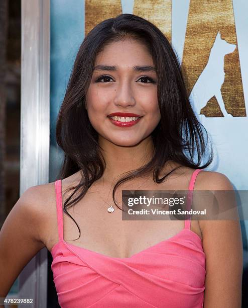 Actress Mia Xitlali attends the Los Angeles premiere of "MAX" at the Egyptian Theatre on June 23, 2015 in Hollywood, California.