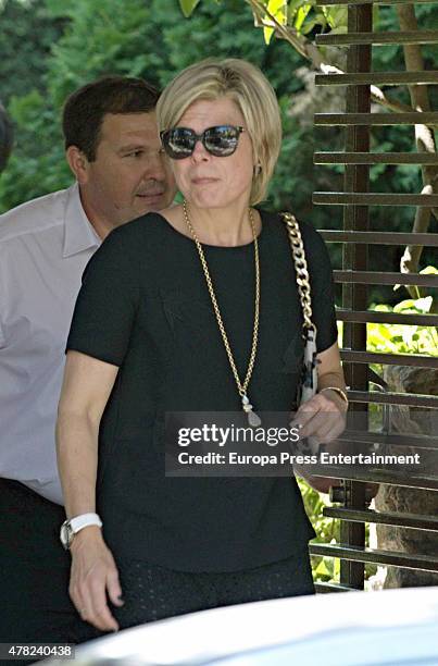 Princess Laurentien of the Netherlands is seen leaving Princess Miriam de Ungria's home after having lunch the same day of the funeral of her...
