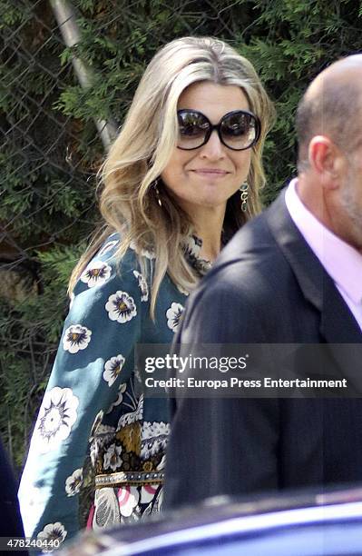 Queen Maxima of Netherlands is seen leaving Princess Miriam de Ungria's home after having lunch the same day of the funeral of her husband, Prince...