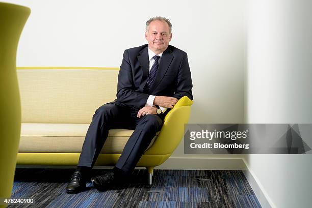 Andrej Kiska, Slovakia's president, poses for a photograph following an interview in London, U.K., on Tuesday, June 23, 2015. Kiska is pressing his...