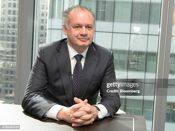 Andrej Kiska, Slovakia's president, pauses during an interview in London, U.K., on Tuesday, June 23, 2015. Kiska is pressing his fellow European...