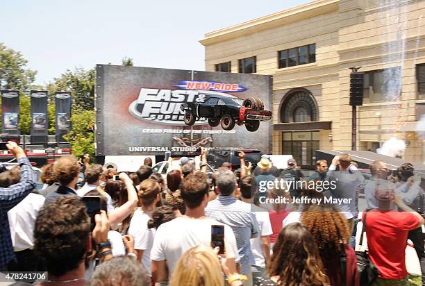 Atmosphere at the 'Fast & Furious - Supercharged' ride premiere at Universal Studios Hollywood on June 23, 2015 in Universal City, California.