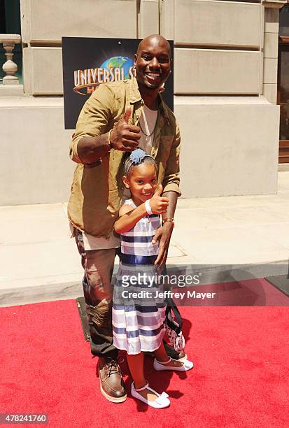 Actor Tyrese Gibson and daughter Shayla Gibson attend the 'Fast & Furious - Supercharged' ride premiere at Universal Studios Hollywood on June 23,...