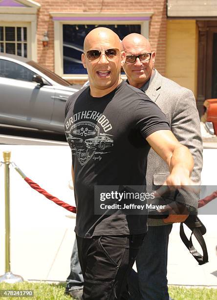 Actor Vin Diesel attends the 'Fast & Furious - Supercharged' ride premiere at Universal Studios Hollywood on June 23, 2015 in Universal City,...