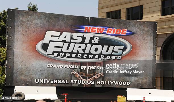 Atmosphere at the 'Fast & Furious - Supercharged' ride premiere at Universal Studios Hollywood on June 23, 2015 in Universal City, California.
