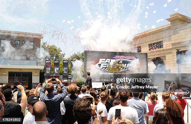 Atmosphere at the 'Fast & Furious - Supercharged' ride premiere at Universal Studios Hollywood on June 23, 2015 in Universal City, California.