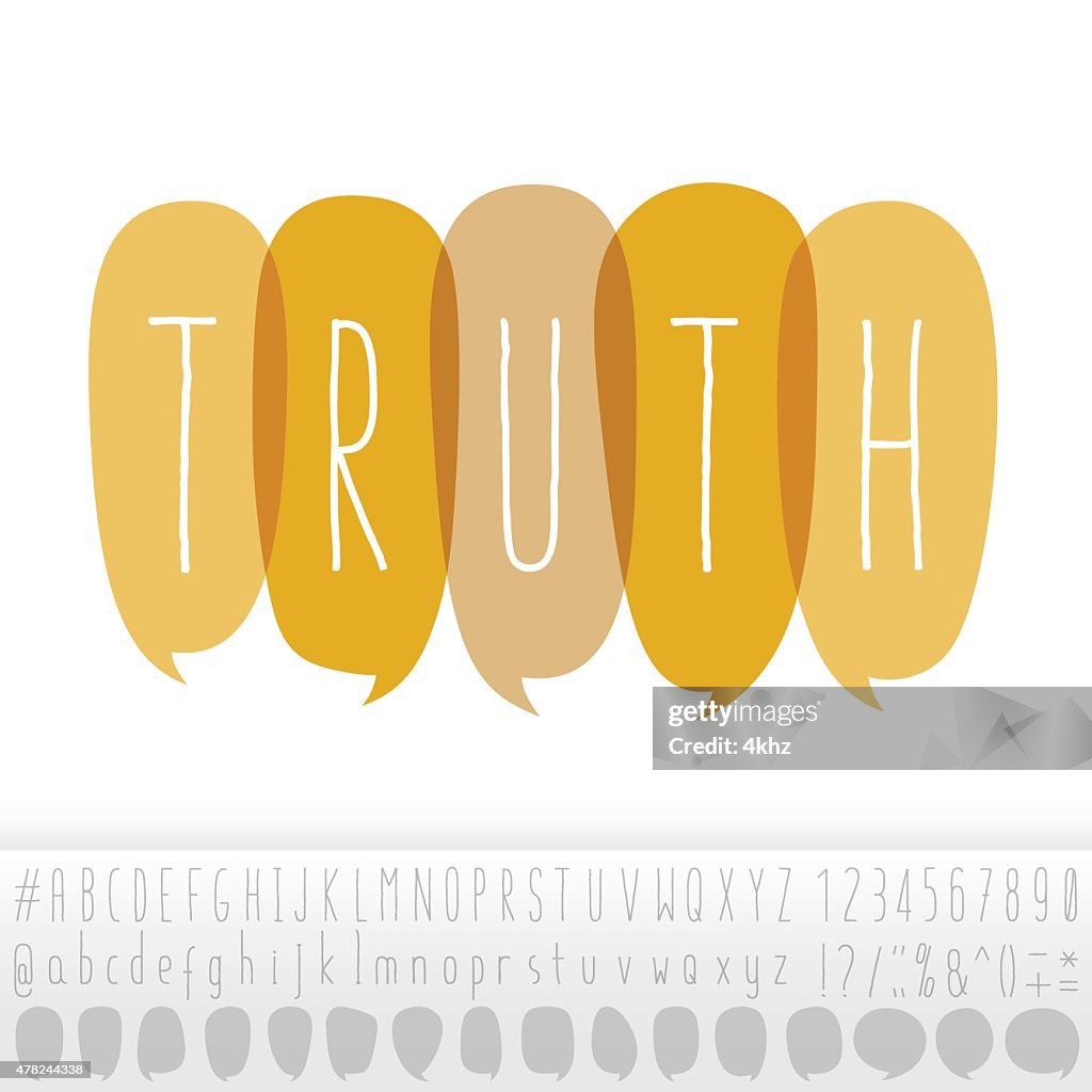 Truth Block Lettering Truth Text In Speech Bubbles With Alphabet Design Set High-Res Vector ...