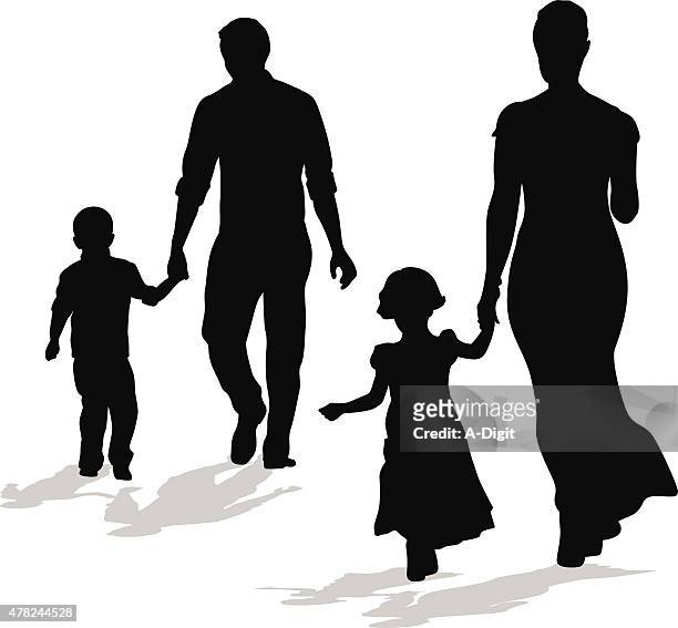 walking silhouette family - 4 5 years stock illustrations