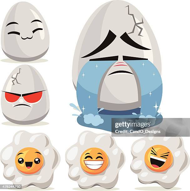 egg cartoon set b - sunny side up stock illustrations