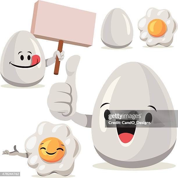 egg cartoon set c - sunny side up stock illustrations