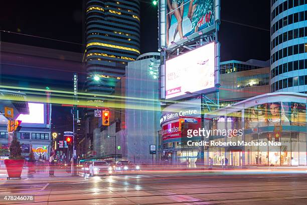 Dundas Square at night long exposure,the place is a tourist landmark and a major intersection in the city.