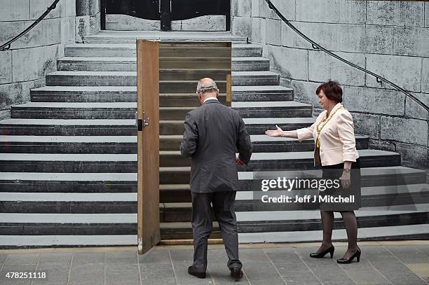 The Duke of Rothesay visits the Glasgow School of Art historic Mackintosh building which was damaged by a fire last year, on June 24, 205 in Glasgow,...