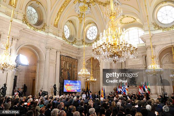 General view of the 30th Anniversary of Spain being part of European Communities ceremony at the Royal Palace on June 24, 2015 in Madrid, Spain