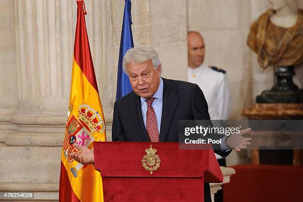 Former Spanish Prime Minister Felipe Gonzalez attends the 30th Anniversary of Spain being part of European Communities at the Royal Palace on June...