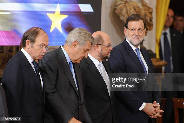 Spanish Prime Minister Mariano Rajoy attends the 30th Anniversary of Spain being part of European Communities at the Royal Palace on June 24, 2015 in...