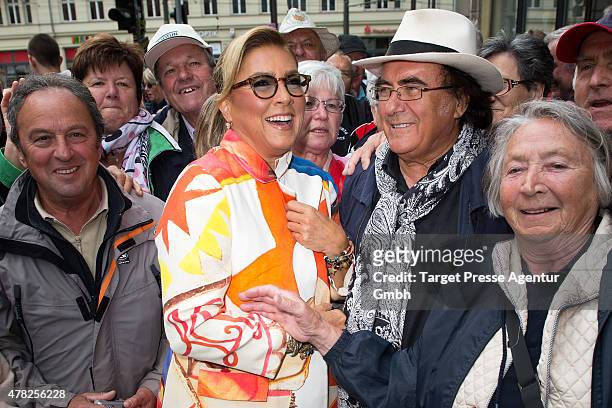 Al Bano and Romina Power attends the Al Bano & Romina Power press conference on June 24, 2015 in Berlin, Germany.