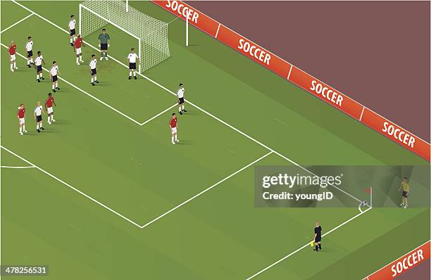 isometric soccer corner kick - corner marking 幅插畫檔、美工圖案、卡通��及圖標