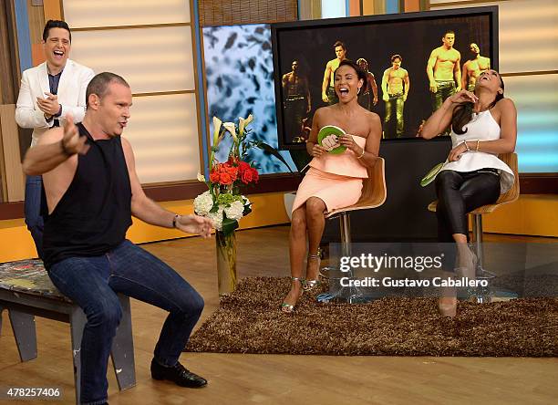 Alan Tacher and Jada Pinkett Smith is on the set of Despierta America to promote Magic Mike XXL at Univision Studios on June 24, 2015 in Miami,...