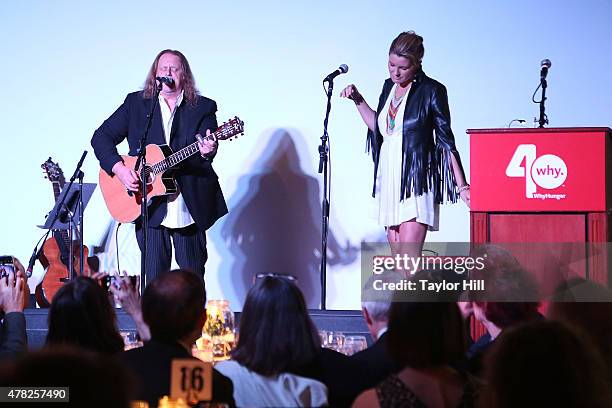 Grace Potter and Warren Haynes perform during the 2015 WhyHunger Chapin Awards Gala at The Lighthouse at Chelsea Piers on June 23, 2015 in New York...