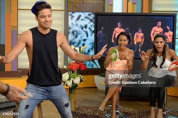 William Valdes and Jada Pinkett Smith is on the set of Despierta America to promote Magic Mike XXL at Univision Studios on June 24, 2015 in Miami,...