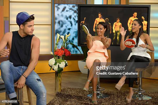 William Valdes and Jada Pinkett Smith is on the set of Despierta America to promote Magic Mike XXL at Univision Studios on June 24, 2015 in Miami,...