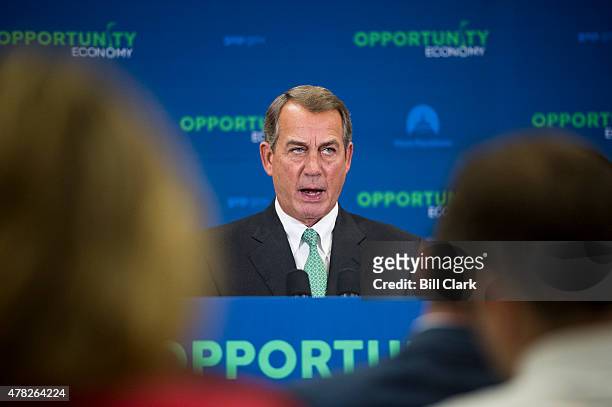 Speaker of the House John Boehner, R-Ohio, speaks during the House GOP leadership media availability following the House Republican Conference...