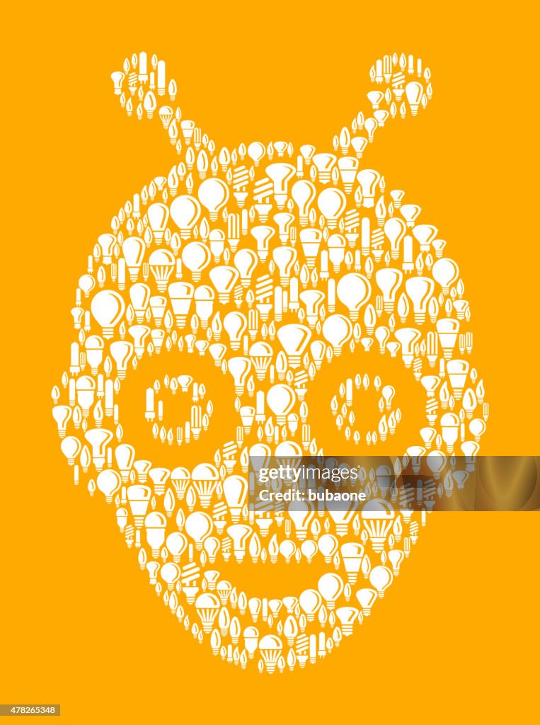 Halloween Mask on Vector Lightbulb Pattern Background