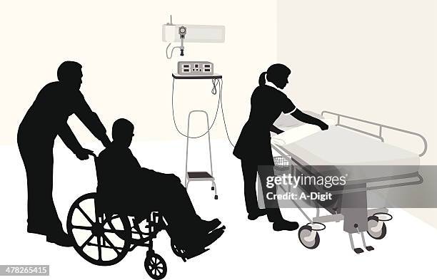 preparing a bed - hospital orderly stock illustrations