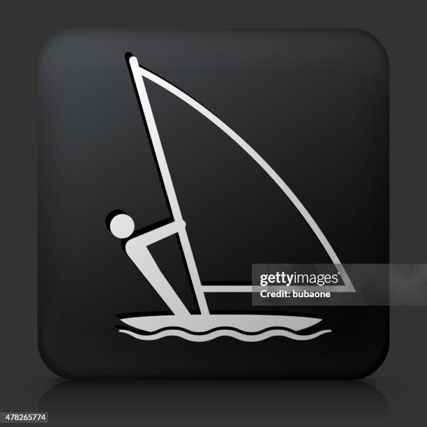 black square button with sailboat icon - sailboat racing stock illustrations
