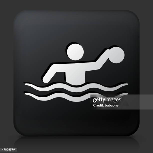 black square button with water polo icon - water polo stock illustrations