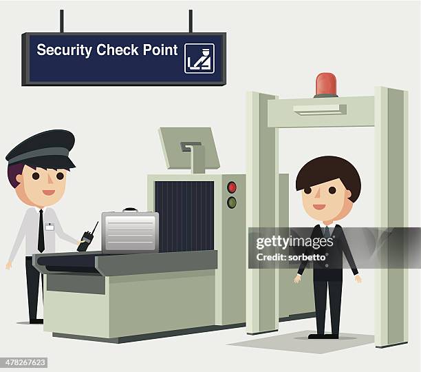 airport security - illustration - security check stock illustrations