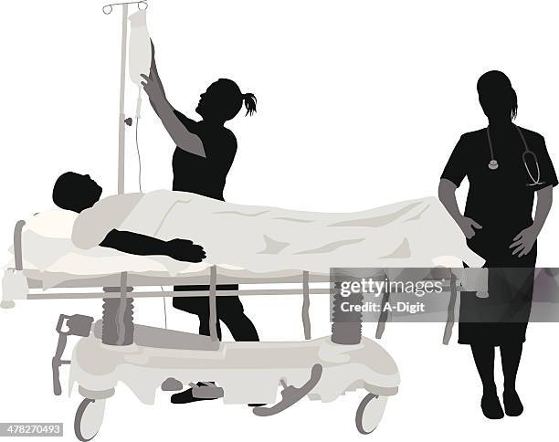 nursing duties - bed male stock illustrations