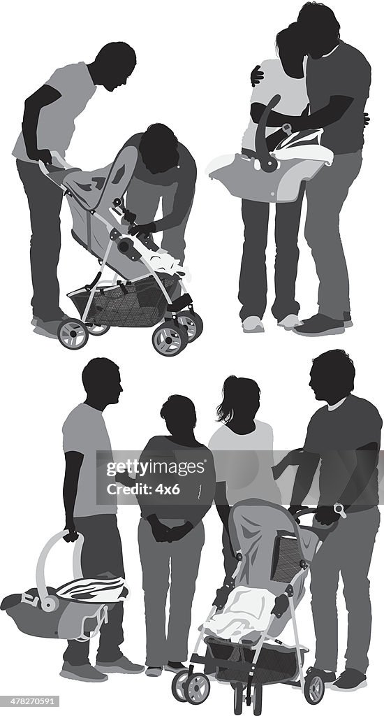 Parents with baby stroller