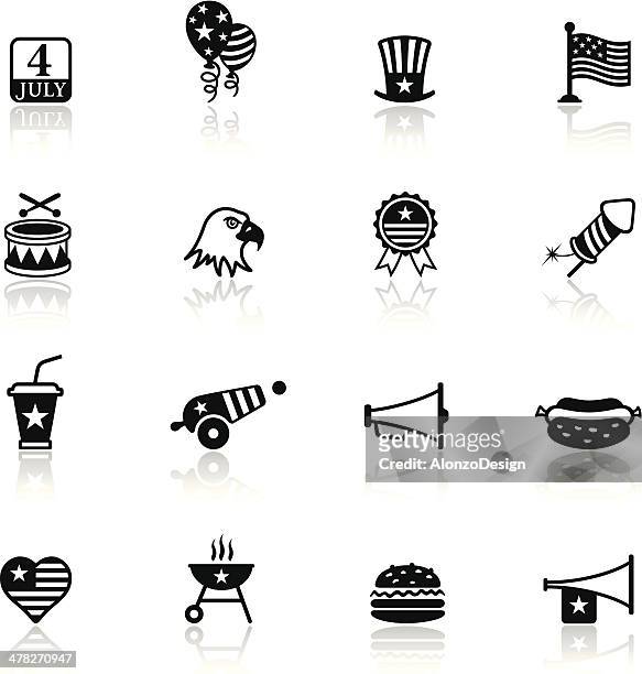 fourth of july icon set - artillery icon stock illustrations