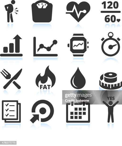 ilustrações, clipart, desenhos animados e ícones de dieta de exercícios e estilo de vida saudável vector conjunto de ícones - colagem de ícones