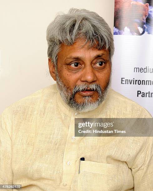 Water conservationist Rajendra Singh during an interview with Hindustan Times on June 24, 2015 in New Delhi, India. Also known as waterman of India,...