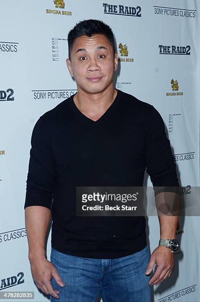 American mixed martial artist Cung Le arrives at Sony Pictures Classic "The Raid 2" Los Angeles premiere at Harmony Gold Theatre on March 12, 2014 in...