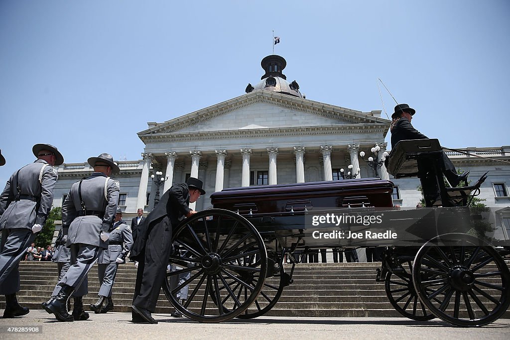 Charleston Church Shooting Victim Sen. Pinckney Lies In Repose At South Carolina Capitol