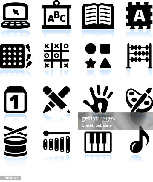 Early Education Black White Royalty Free Vector Icon Set High-Res Vector Graphic
