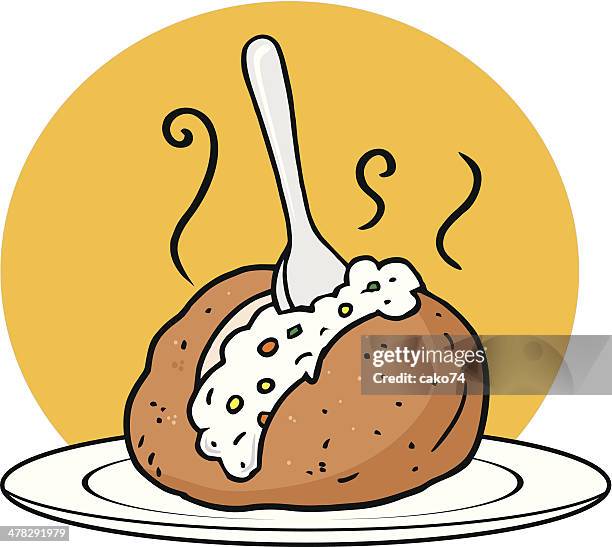 stockillustraties, clipart, cartoons en iconen met baked potato - gepofte-aardappel