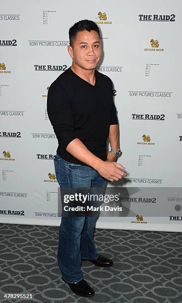 Mixed martial artists Cung Le attends the premiere of Sony Picture Classics' "The Raid 2" held at the Harmony Gold Theatre on March 12, 2014 in Los...