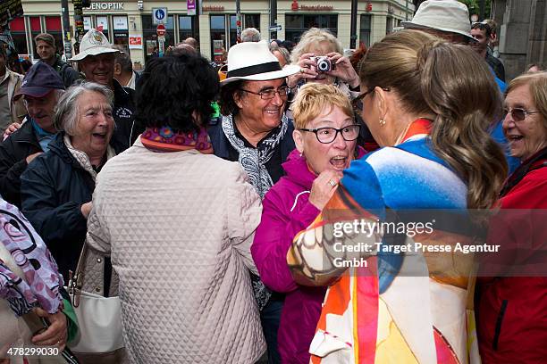 Al Bano and Romina Power attend the Al Bano & Romina Power press conference on June 24, 2015 in Berlin, Germany.