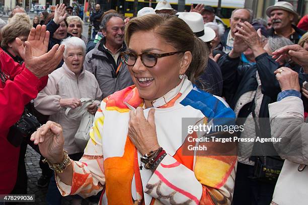 Romina Power attends the Al Bano & Romina Power press conference on June 24, 2015 in Berlin, Germany.