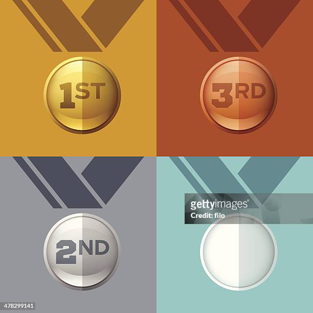 awards - silver medalist stock illustrations